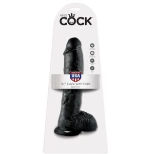 KING COCK - DILDO BLACK WITH BALLS 25.4 CM